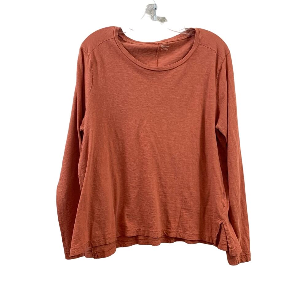 Madewell Scoop Neck Step Hem Long Sleeve Rust T-Shirt